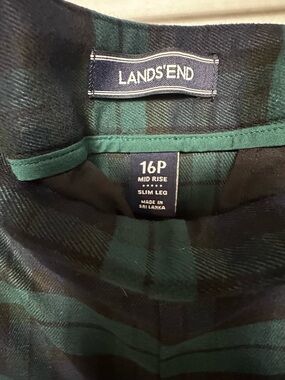Lands' End Green & Navy Plaid pants